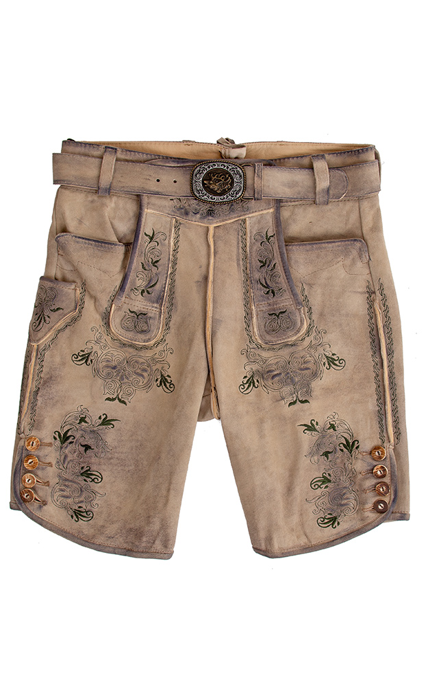 Lederhose Buchner mit Gürtel, natur kernig