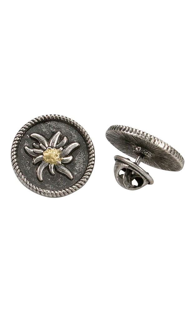 Ansteck-Pins (2 Stk.) Edelweiß, altsilber