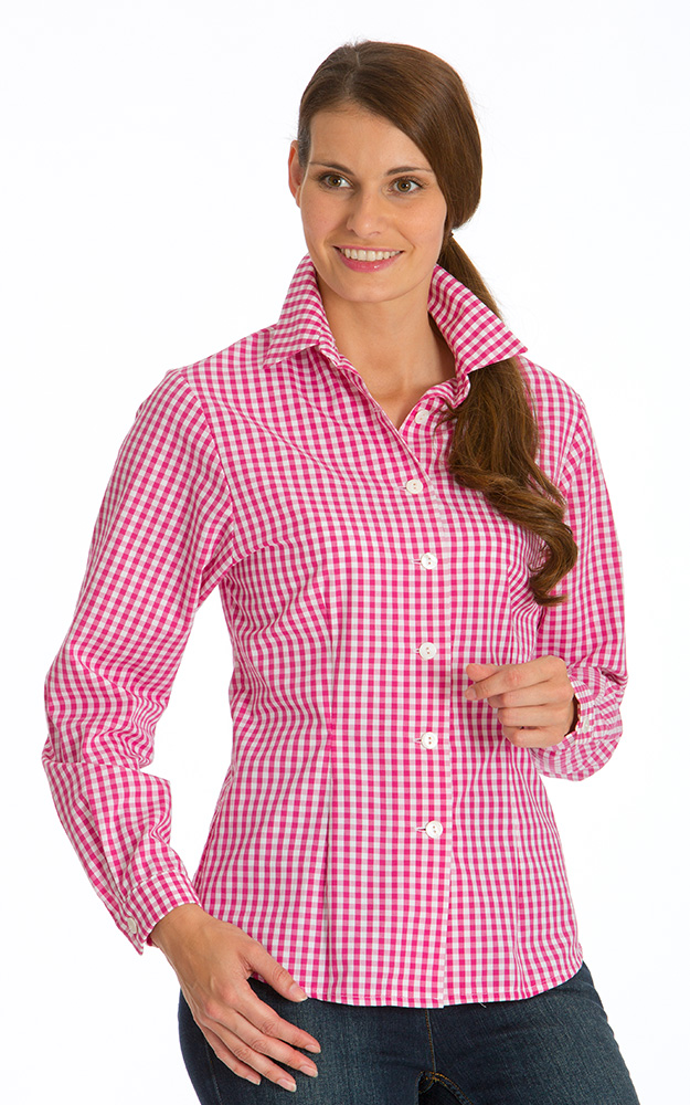 Trachtenbluse Pamela, # pink/weiß